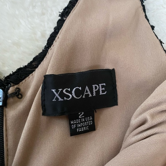 XSCAPE Black and Tan Laced Knee Length Dress 2 - Picture 5 of 6